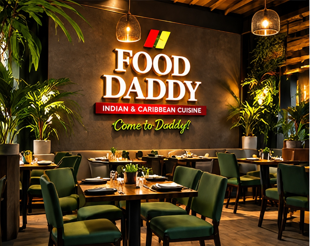 Food Daddy Restaurant Interior with 3D Illuminated Wall Logo